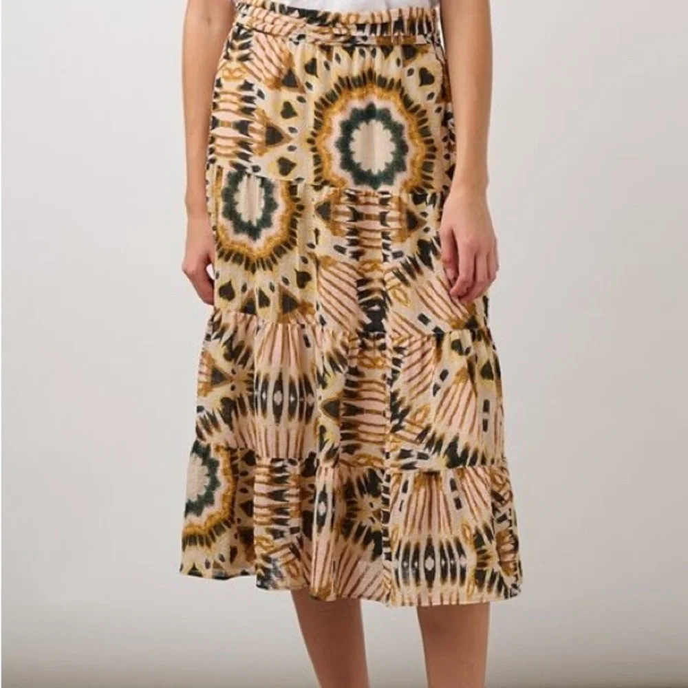 BA&SH CLAREN midi skirt beige dress print fall size